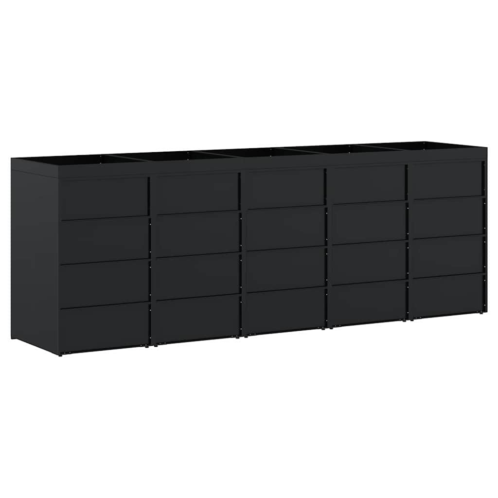 Wheelie Bin Storage for 5 Bins Black 340 x 77,5 x 121,5 cm