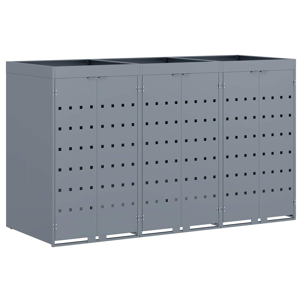 Wheelie Bin Storage for 3 Bins Light Grey 204 x 77,5 x 121,5 cm