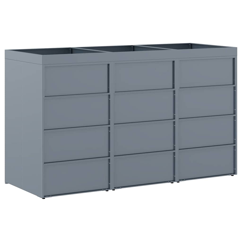 Wheelie Bin Storage for 3 Bins Light Grey 204 x 77,5 x 121,5 cm