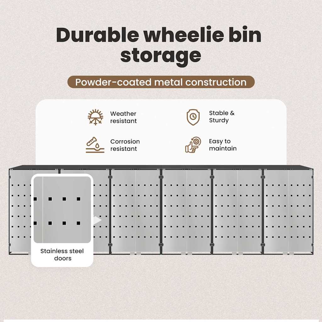 Wheelie Bin Storage for 3 Bins Steel Anthracite