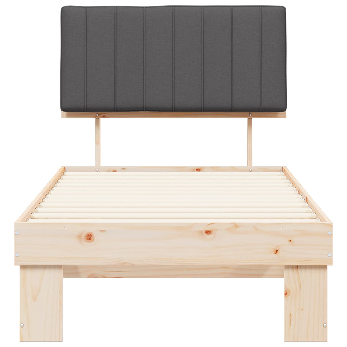 Bed Frame with Upholstered Headboard Dark Grey 90 x 190 cm