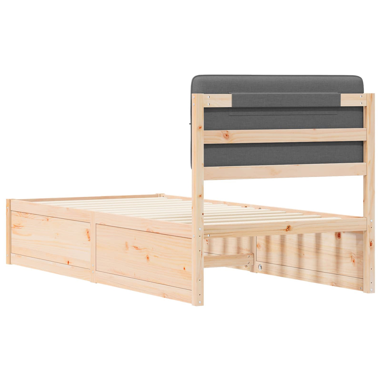 Bed Frame with Upholstered Headboard Dark Grey 90 x 190 cm