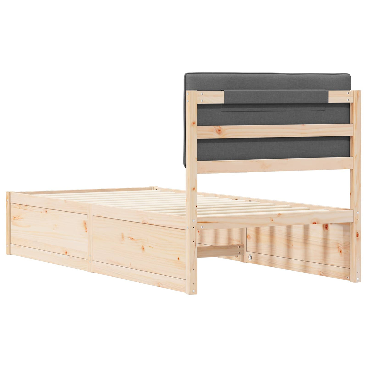 Bed Frame with Upholstered Headboard Dark Grey 90 x 190 cm