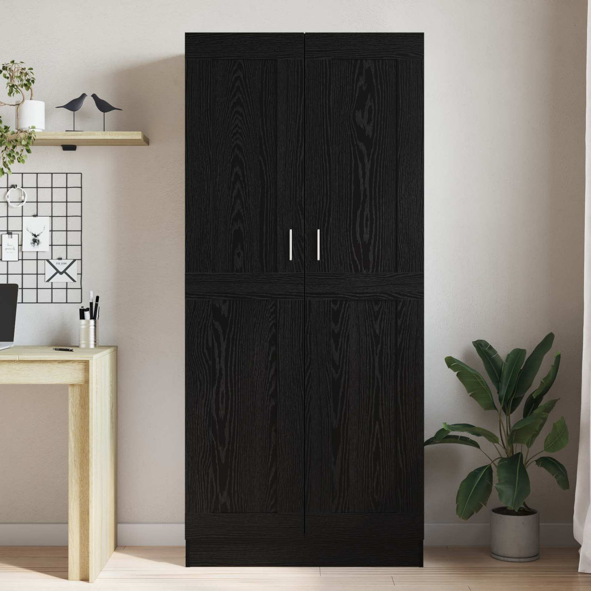 Book Cabinet Black Oak 82,5 x 30,5 x 185 cm Engineered Wood