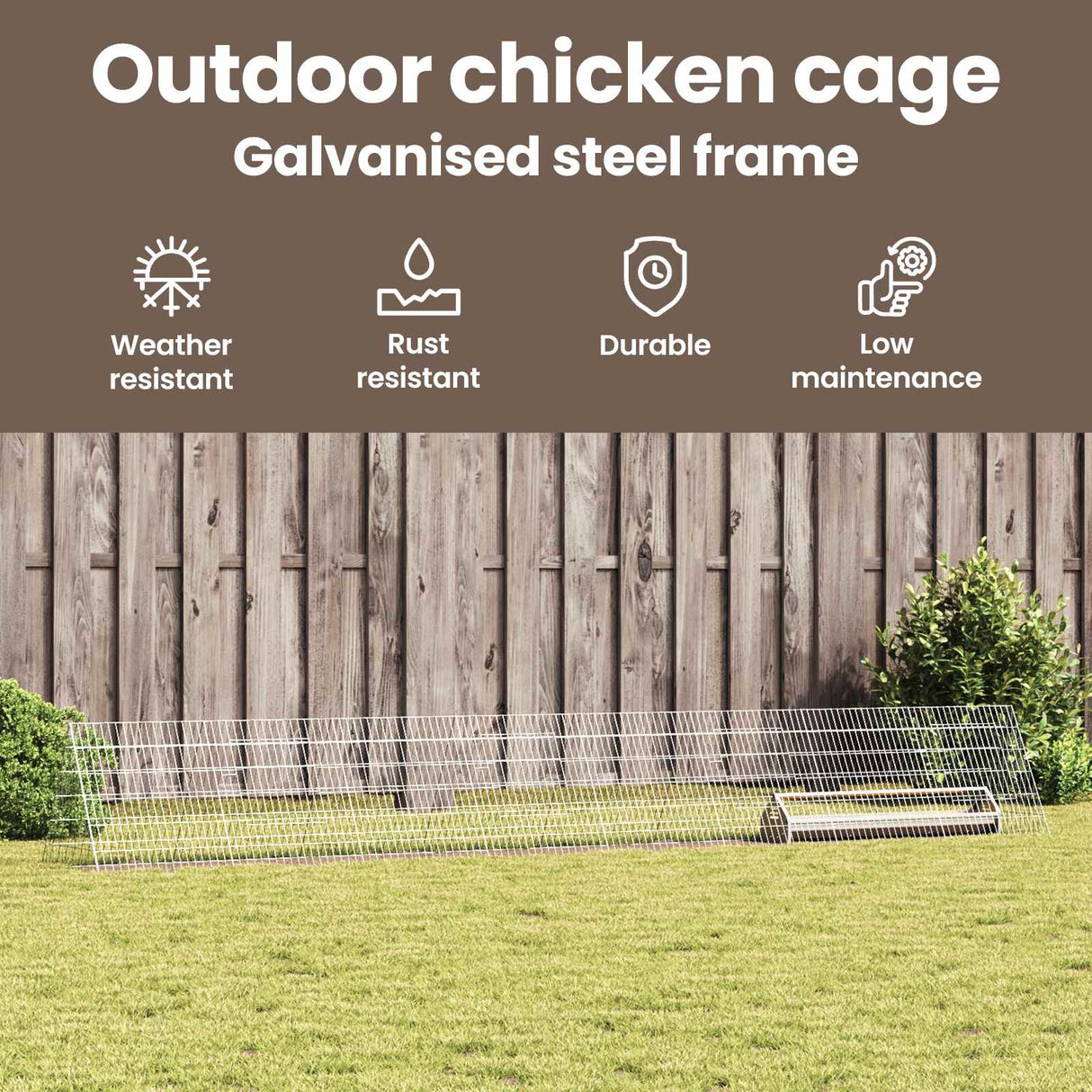 Chicken Cage Silver 430 x 55 x 55 cm Galvanised Steel
