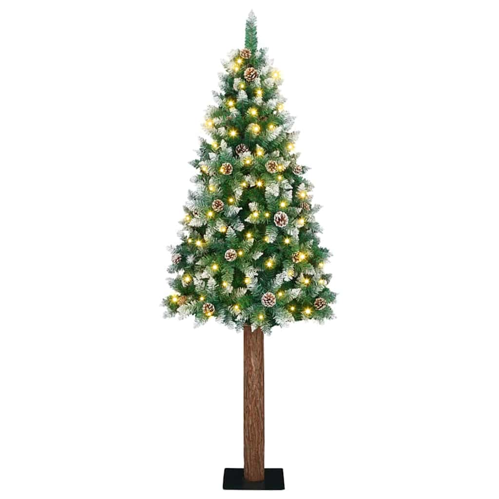 Slim Christmas Tree with 300 LEDs Green and White 180 cm