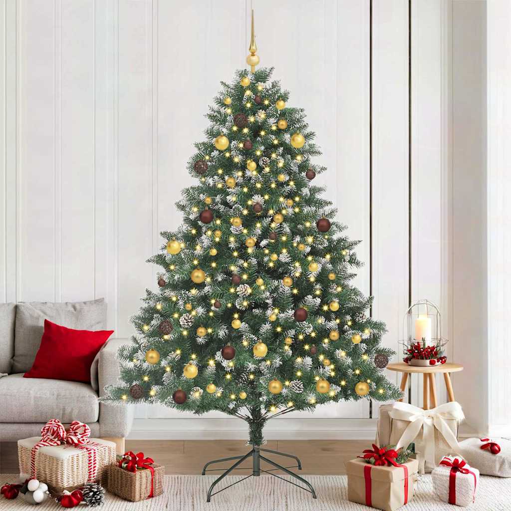 Artificial Christmas Tree with 300 LEDs with Stand Green 210 cm