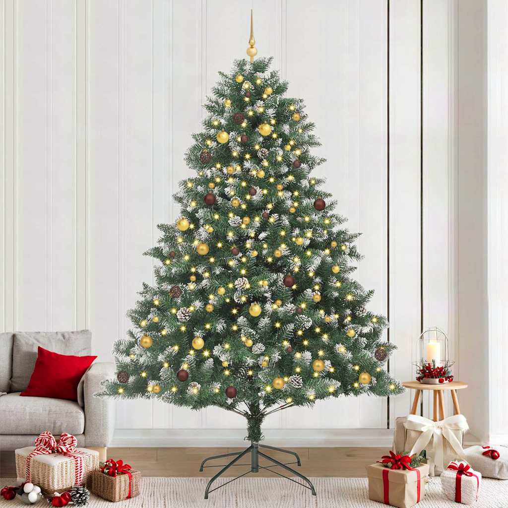 Artificial Christmas Tree with 300 LEDs with Stand Green 240 cm