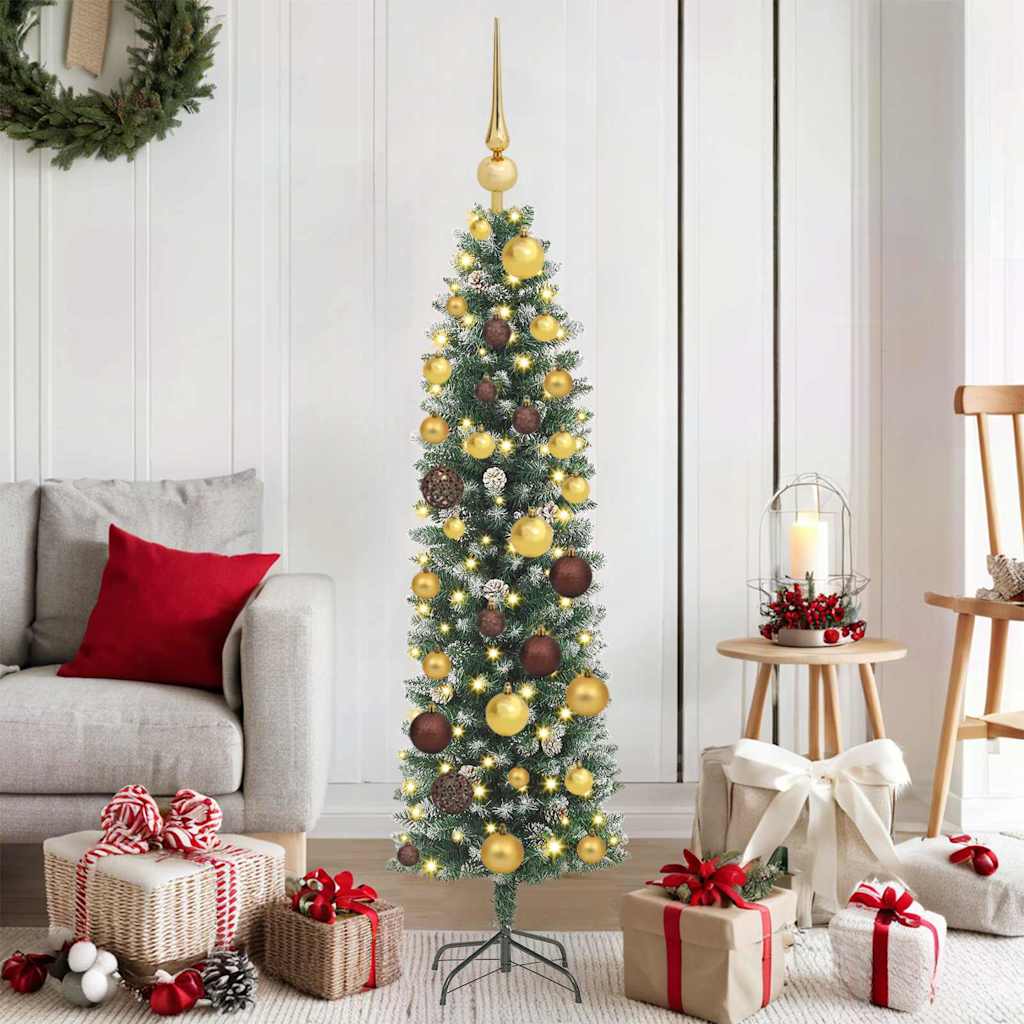 Artificial Slim Christmas Tree Green and White 120 cm