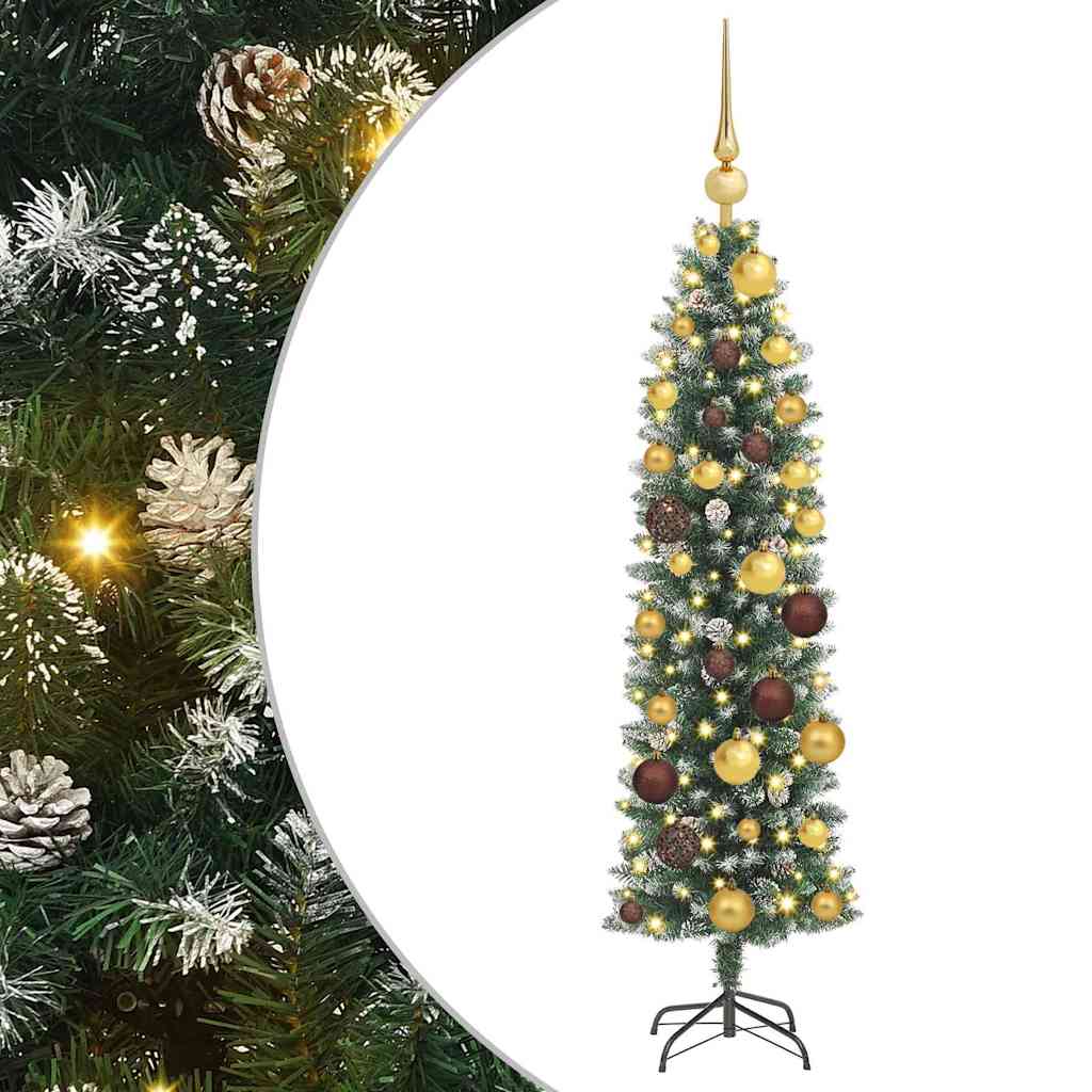 Artificial Slim Christmas Tree Green and White 120 cm