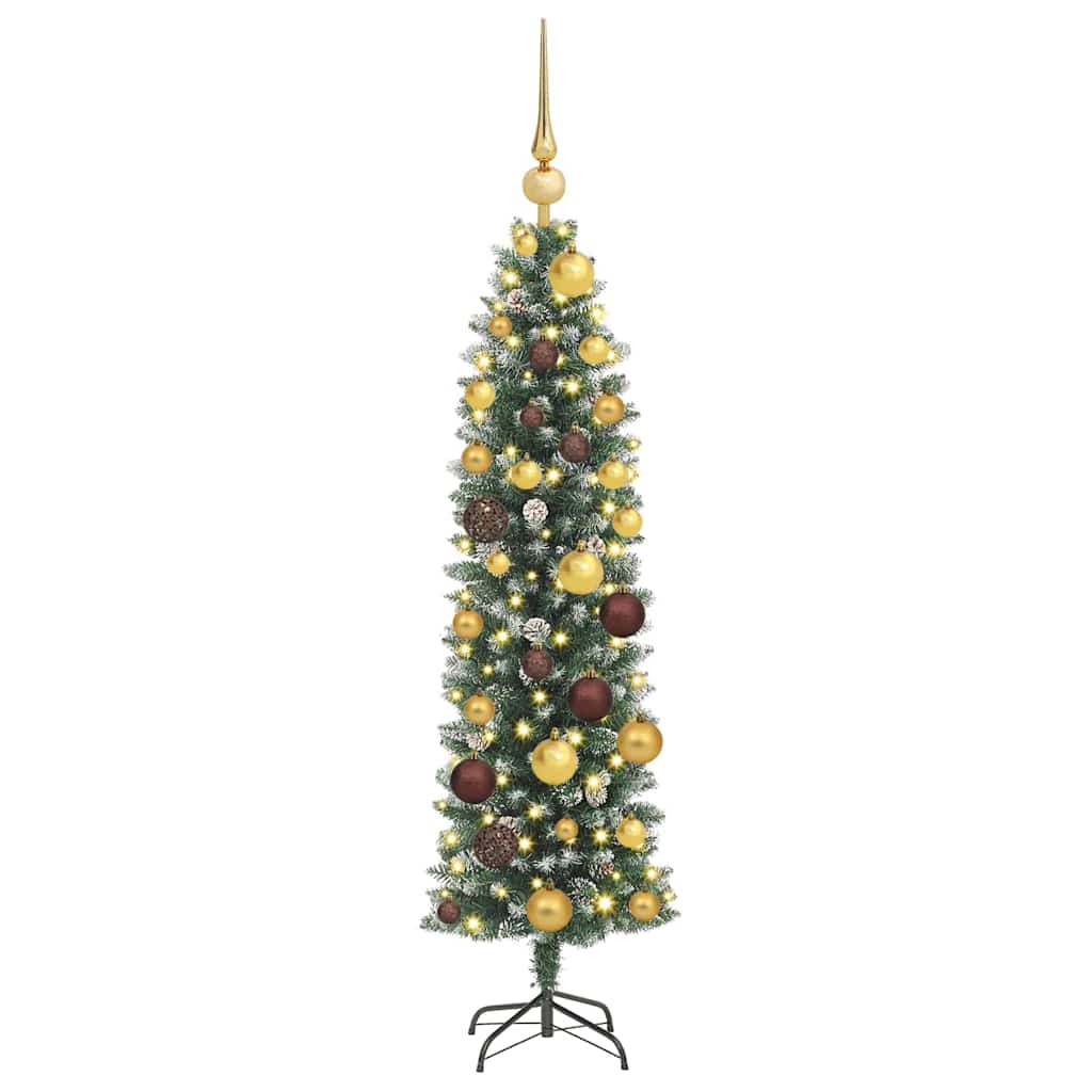 Artificial Slim Christmas Tree Green and White 120 cm