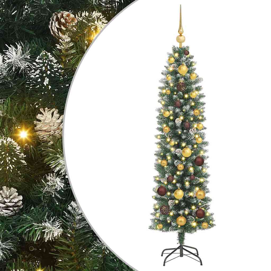 Artificial Slim Christmas Tree Green and White 150 cm
