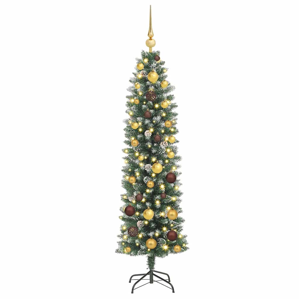 Artificial Slim Christmas Tree Green and White 150 cm