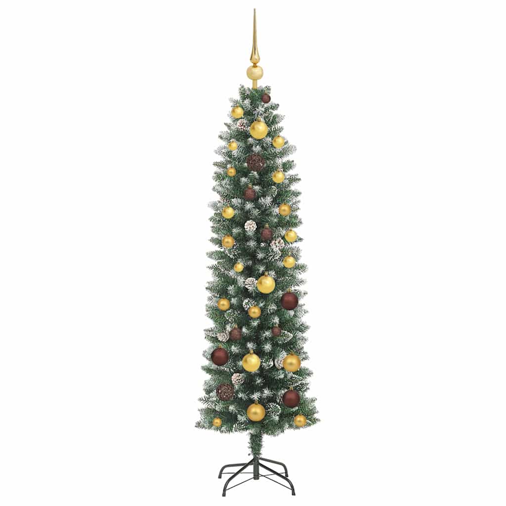 Artificial Slim Christmas Tree Green and White 150 cm