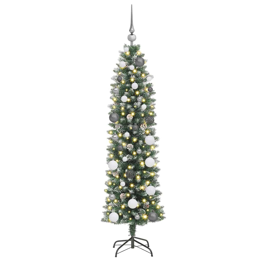 Artificial Slim Christmas Tree Green and White 150 cm