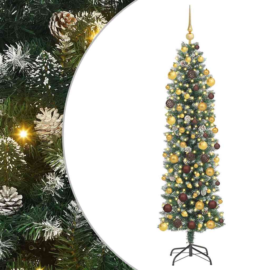 Artificial Slim Christmas Tree Green and White 180 cm