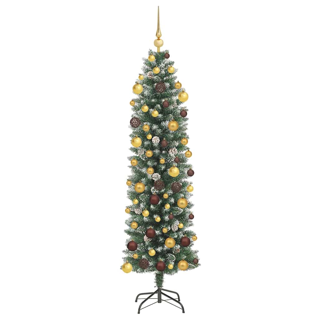 Artificial Slim Christmas Tree Green and White 180 cm