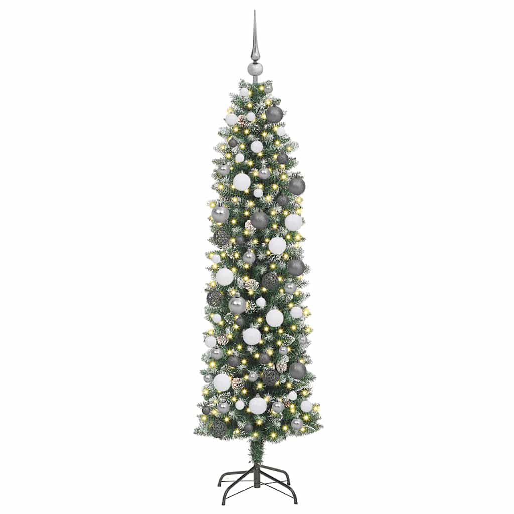 Artificial Slim Christmas Tree Green and White 180 cm