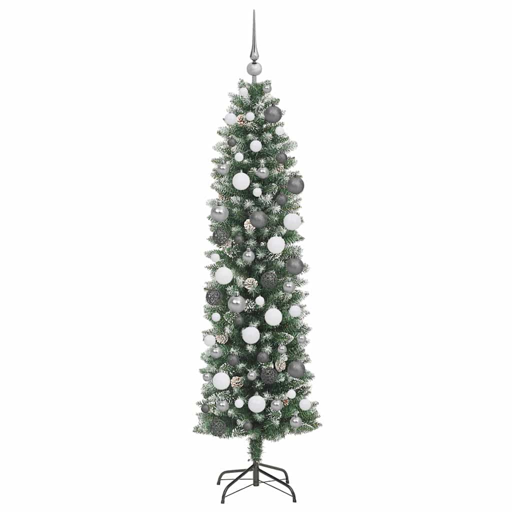 Artificial Slim Christmas Tree Green and White 180 cm