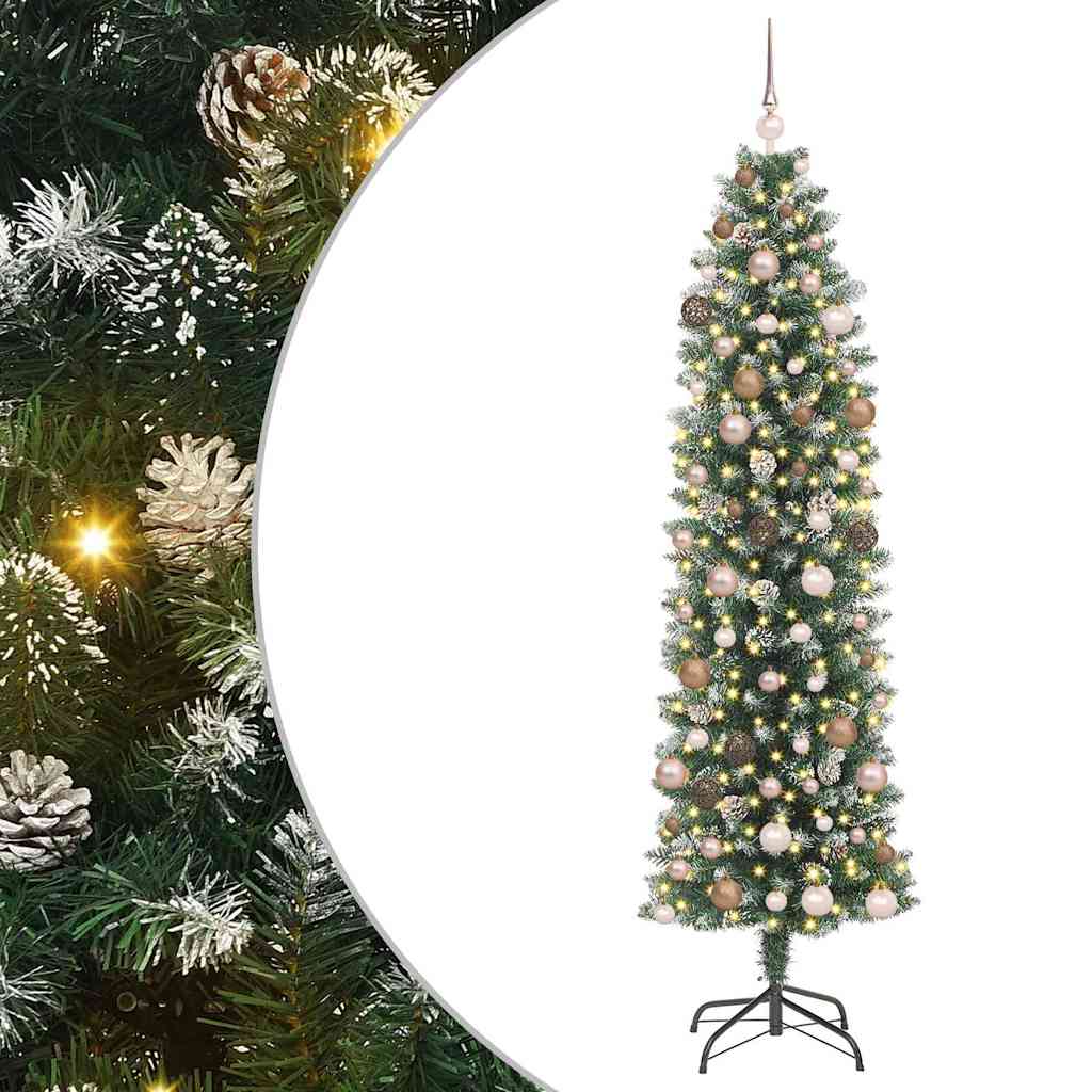 Artificial Slim Christmas Tree Green and White 210 cm
