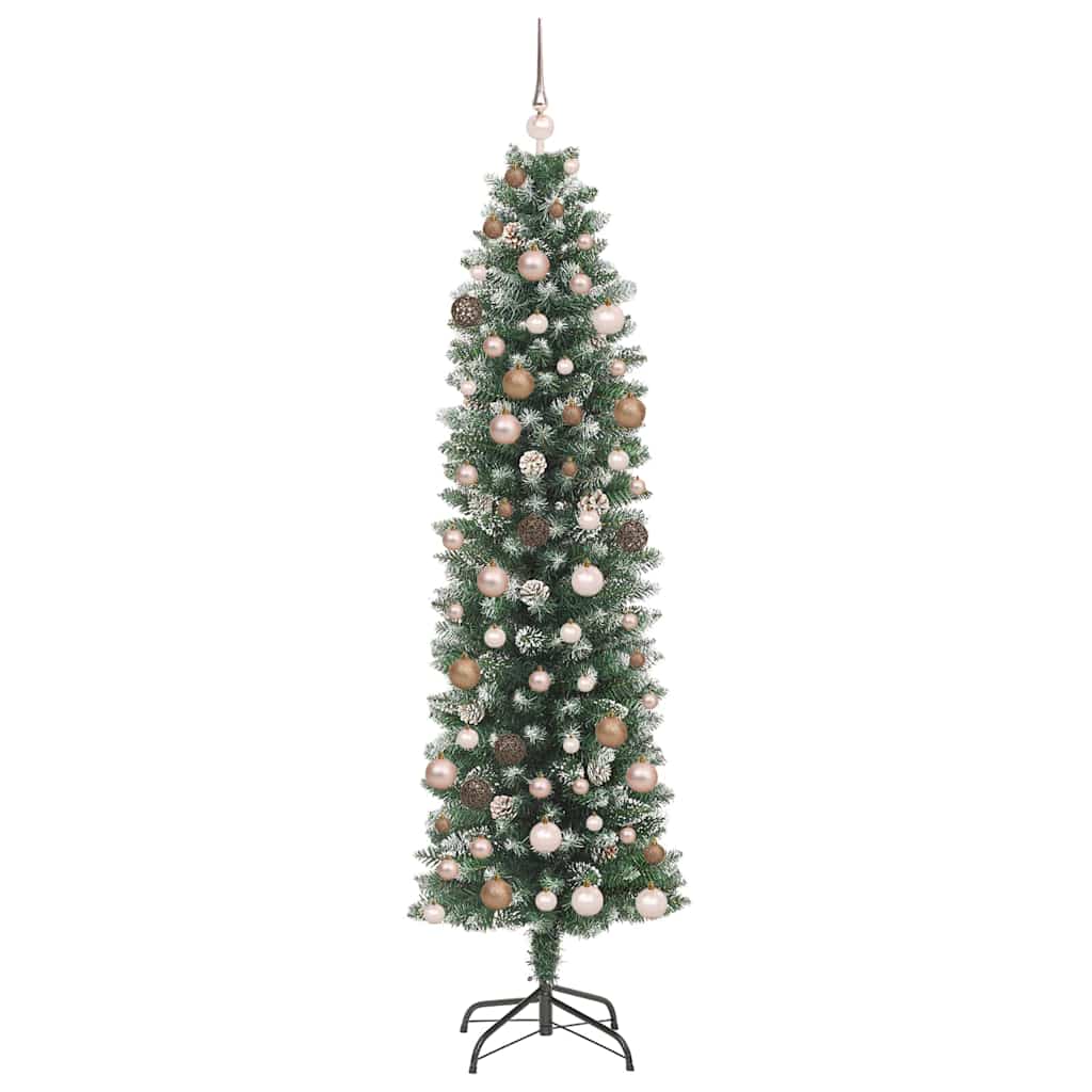 Artificial Slim Christmas Tree Green and White 210 cm