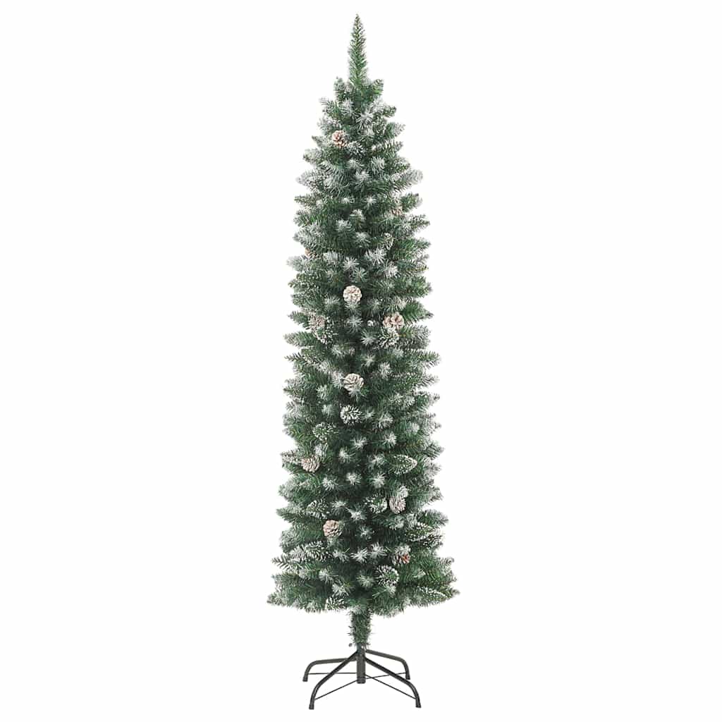 Artificial Slim Christmas Tree Green and White 210 cm
