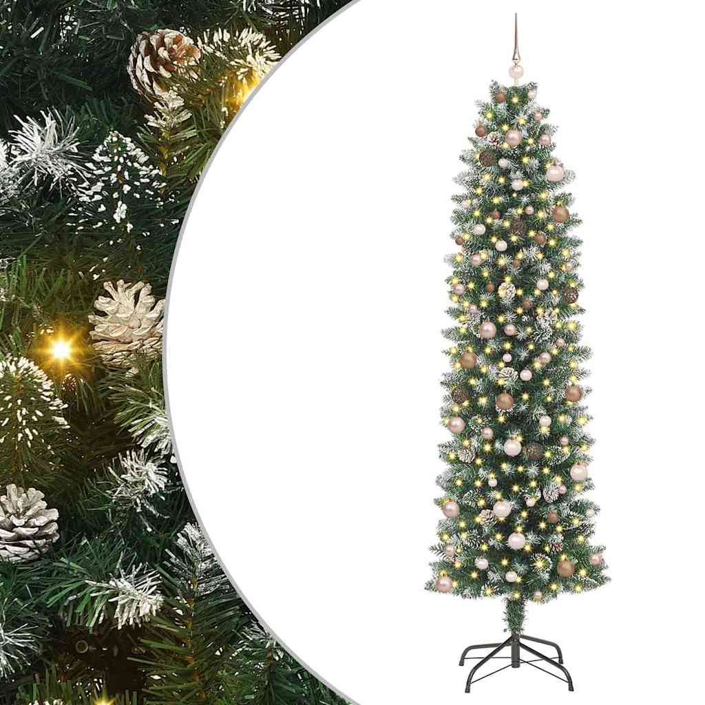 Artificial Slim Christmas Tree Green and White 240 cm