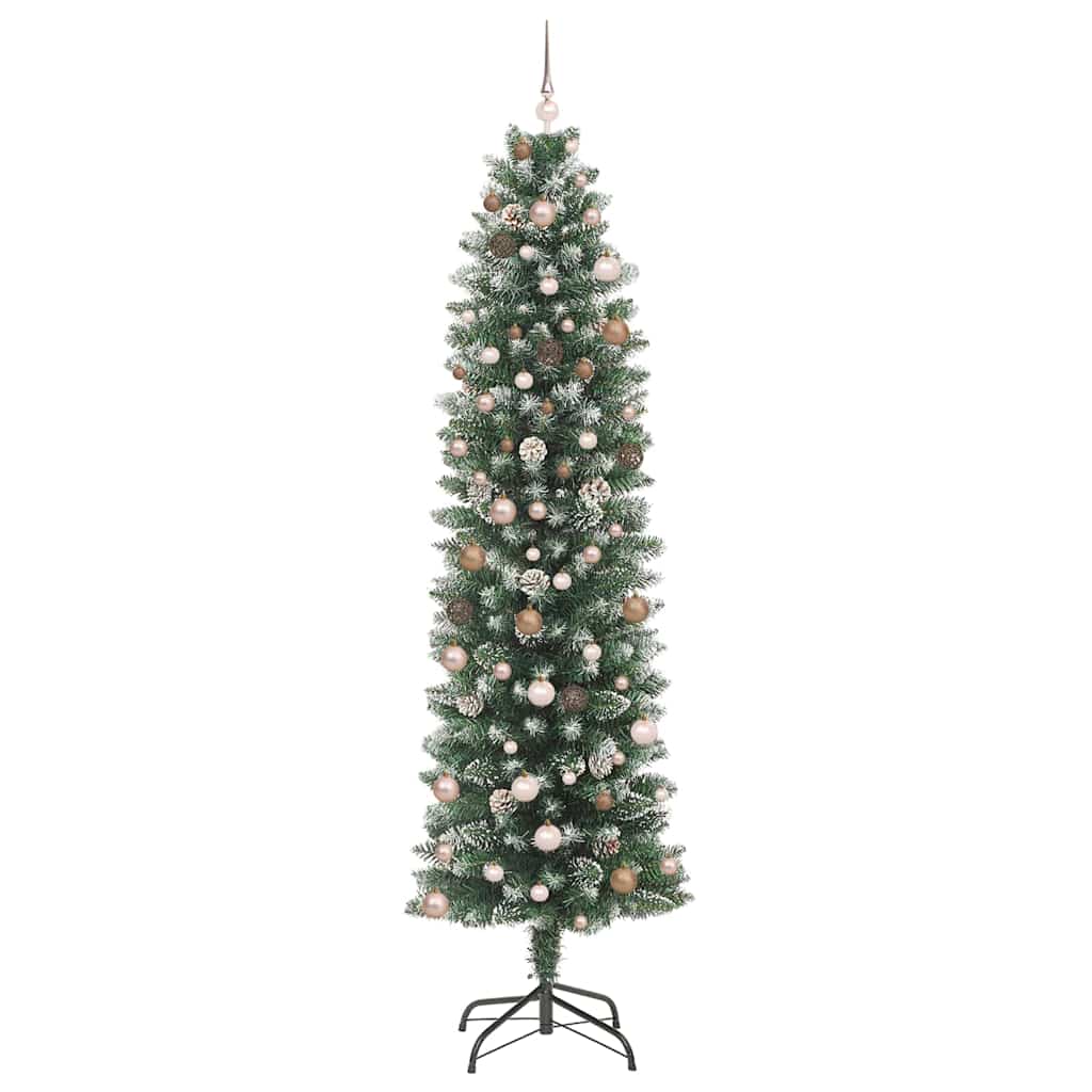 Artificial Slim Christmas Tree Green and White 240 cm
