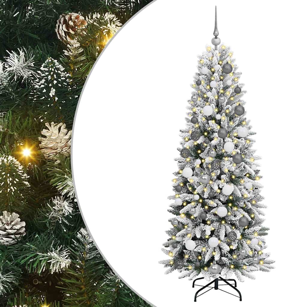 Artificial Christmas Tree with 300 LEDs with Stand White 180 cm