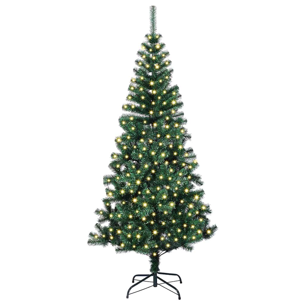Artificial Pre-lit Christmas Tree Green 210 cm PVC and Metal