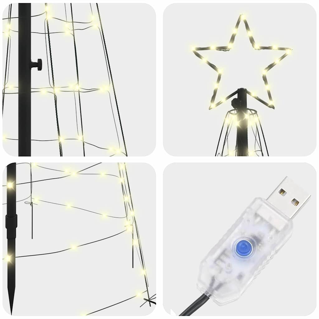 LED Christmas Tree with Ground Spikes Warm White 250 cm Iron