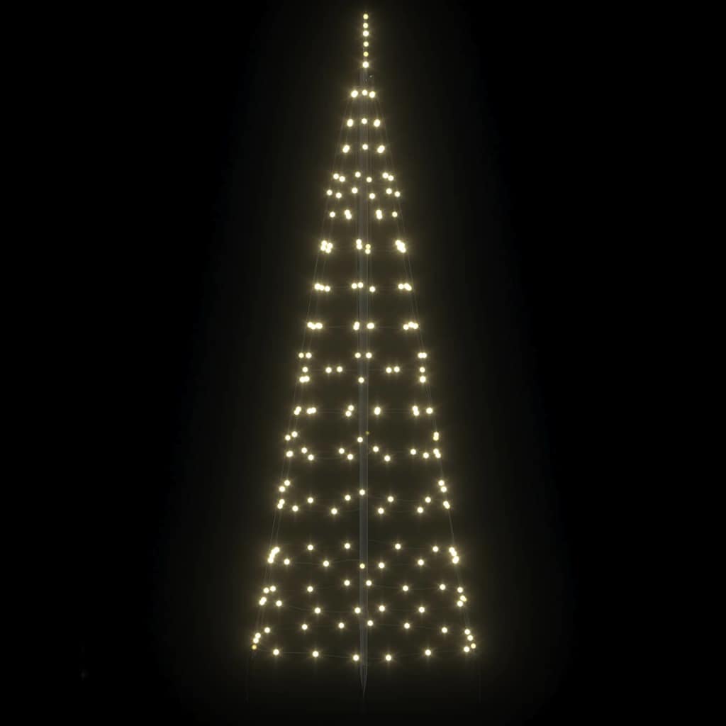LED Christmas Tree with Ground Spikes Warm White 250 cm Iron