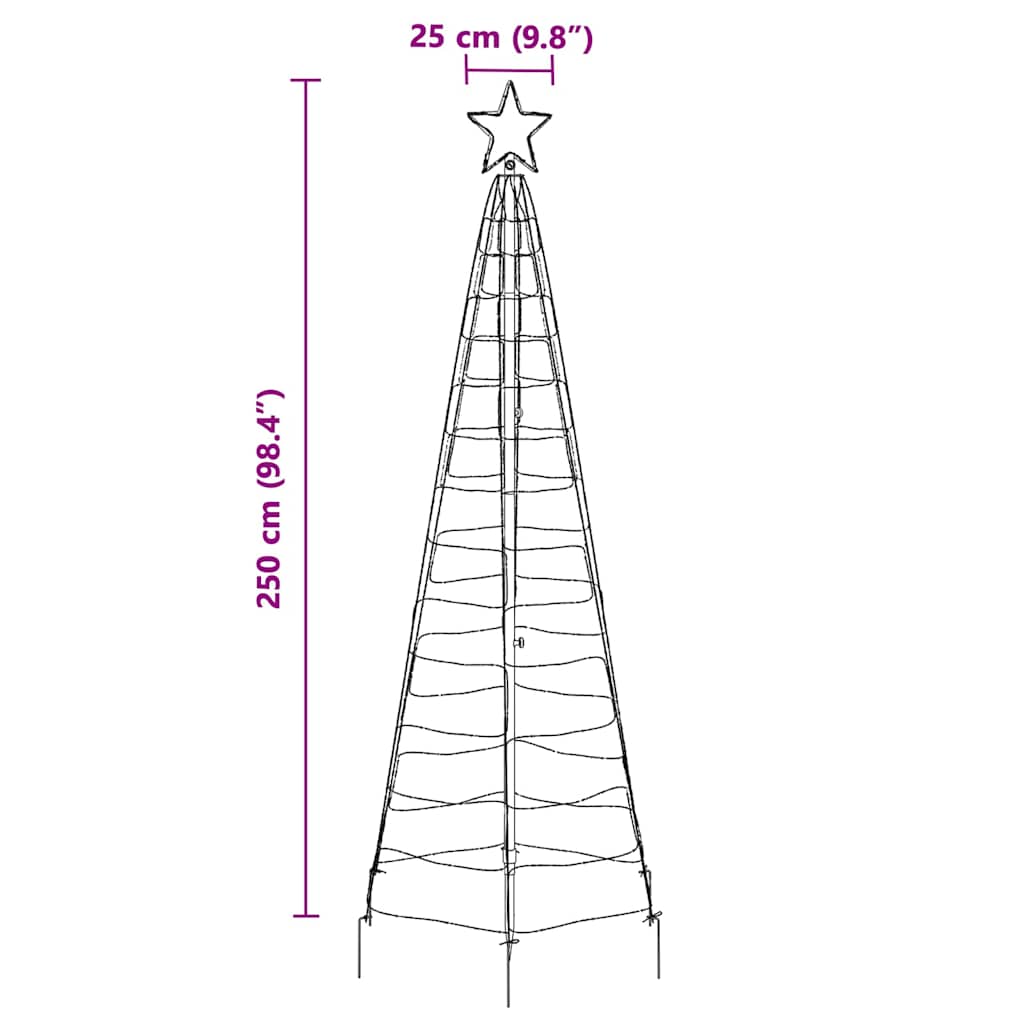 LED Christmas Tree with Ground Spikes Cool White 250 cm Iron