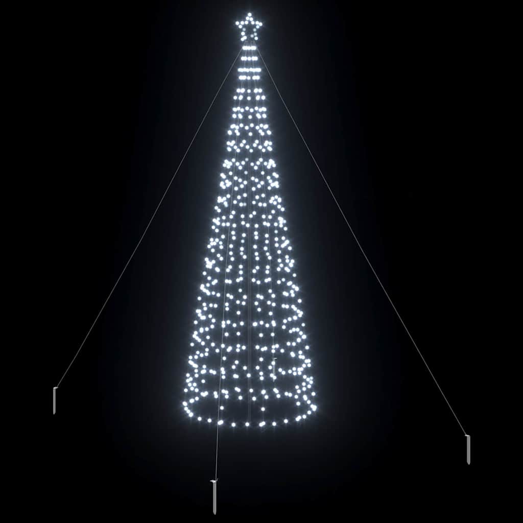 LED Christmas Tree with Ground Spikes Cool White 400 cm Iron
