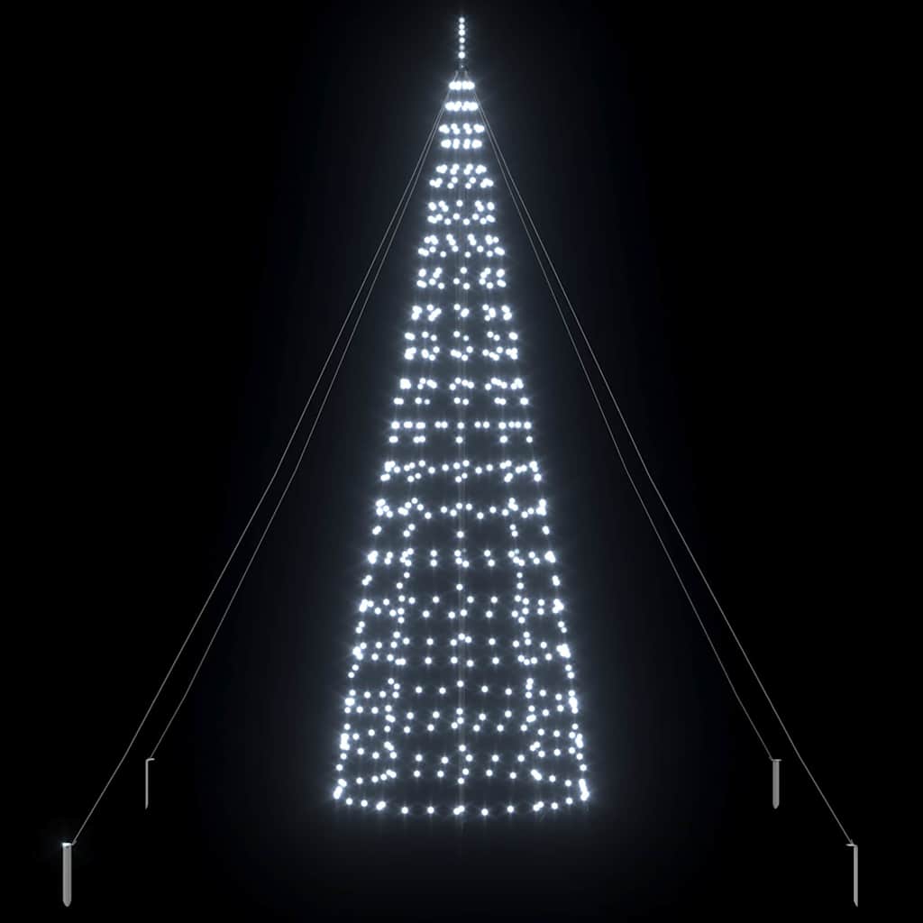 LED Christmas Tree with Ground Spikes Cool White 400 cm Iron