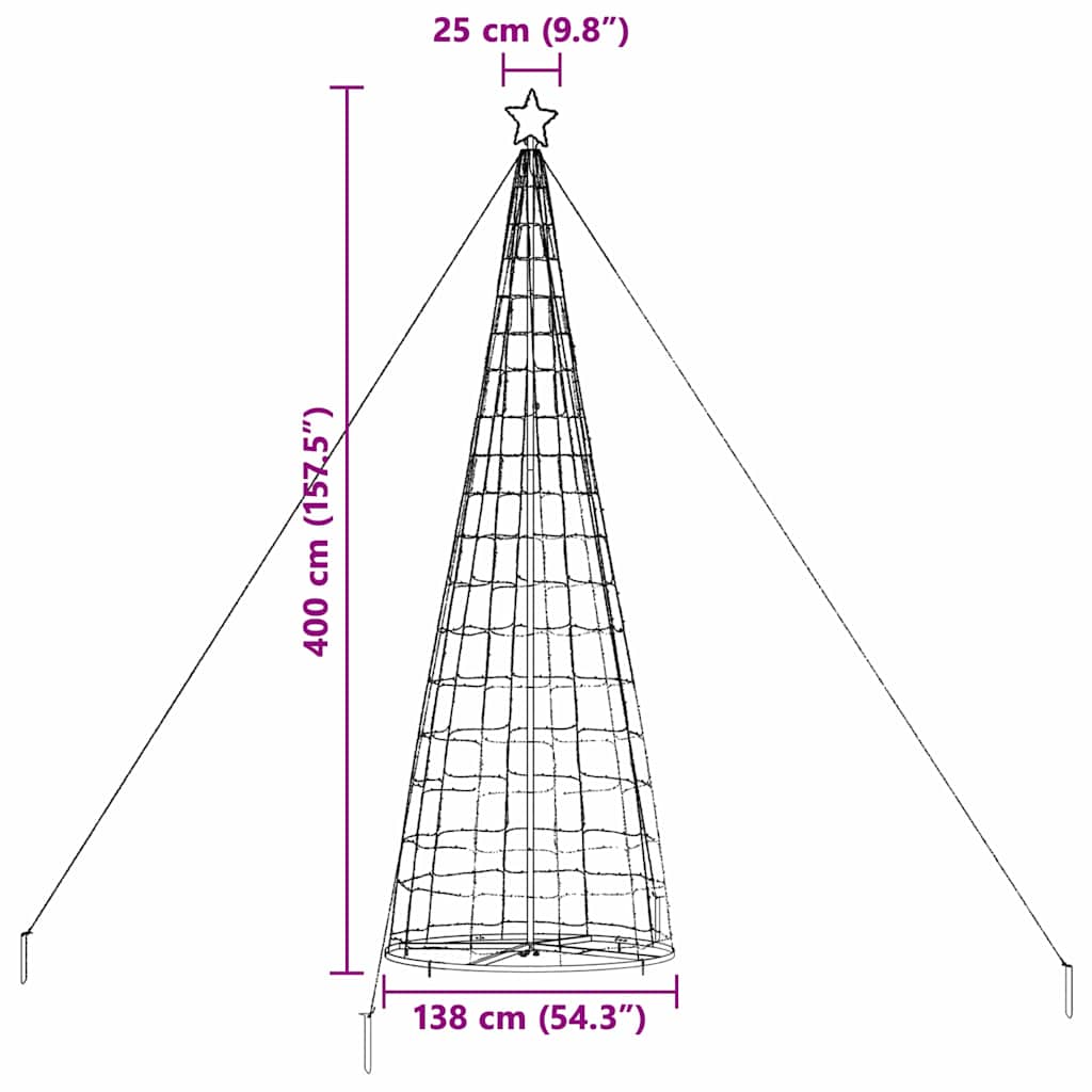 LED Christmas Tree Warm White 138 x 138 x 400 cm Iron