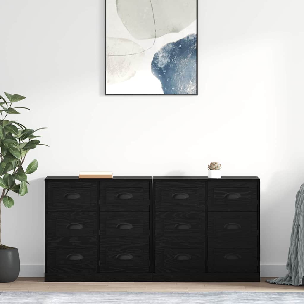 Sideboards 2 pcs Black Oak 70 x 35,5 x 67,5 cm Engineered Wood