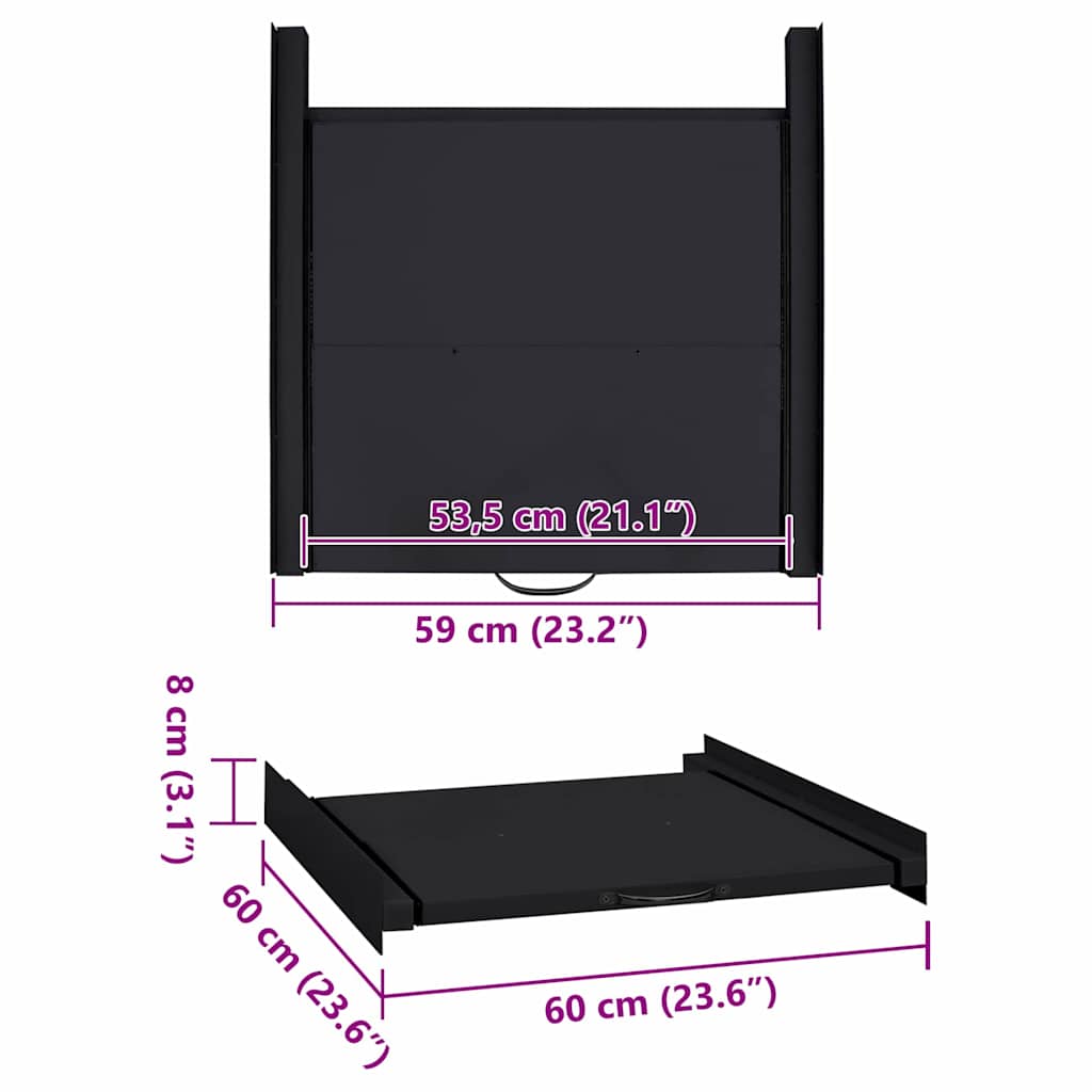 Washing Machine Intermediate Shelf Black 60 x 60 x 8 cm Steel