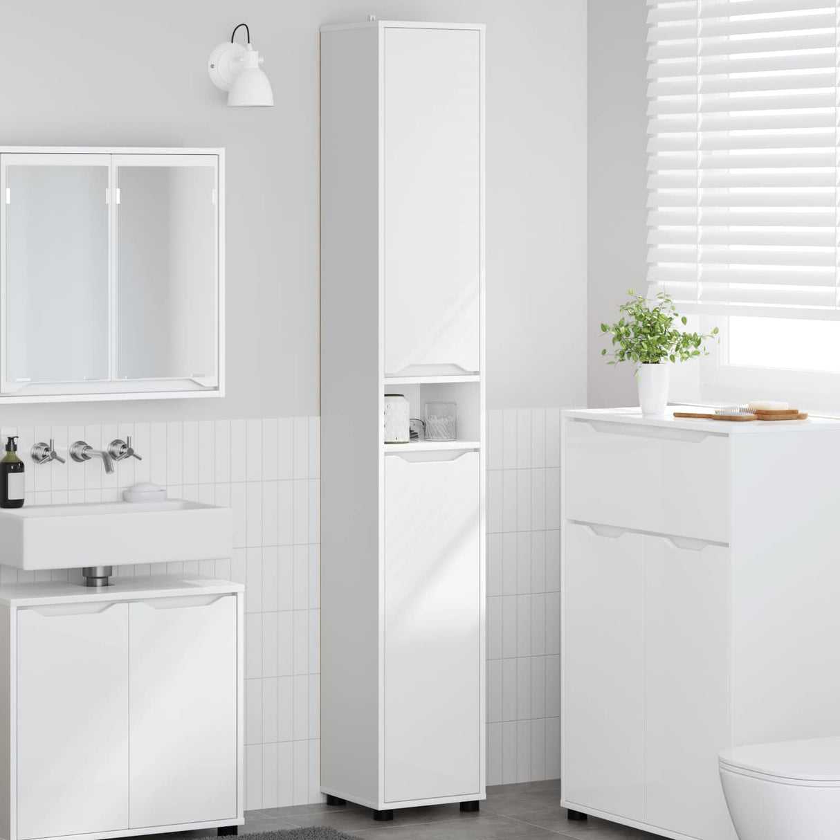 Bathroom Cabinet White 30.5 x 30 x 195 cm Engineered Wood
