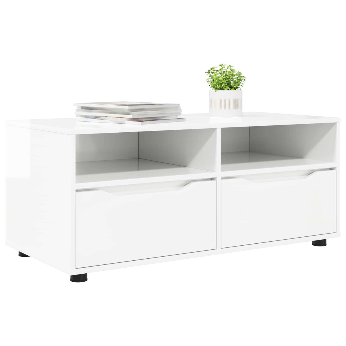 TV Cabinet 100 x 48 x 43 cm High Gloss White Engineered Wood