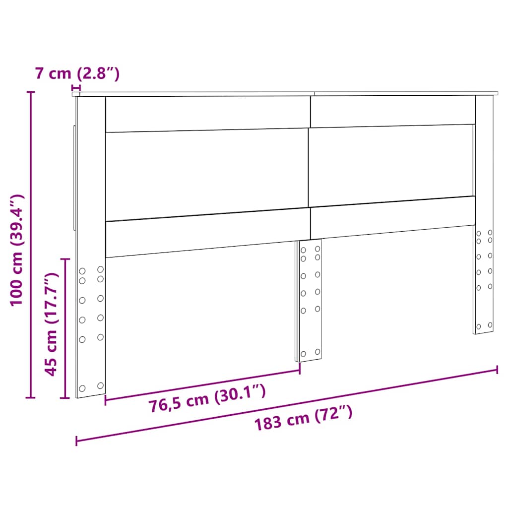 Headboard with Headboard White 180 cm Engineered Wood