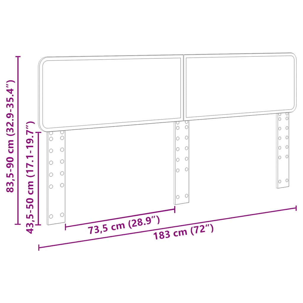 Headboard with Headboard White 180 cm Engineered wood