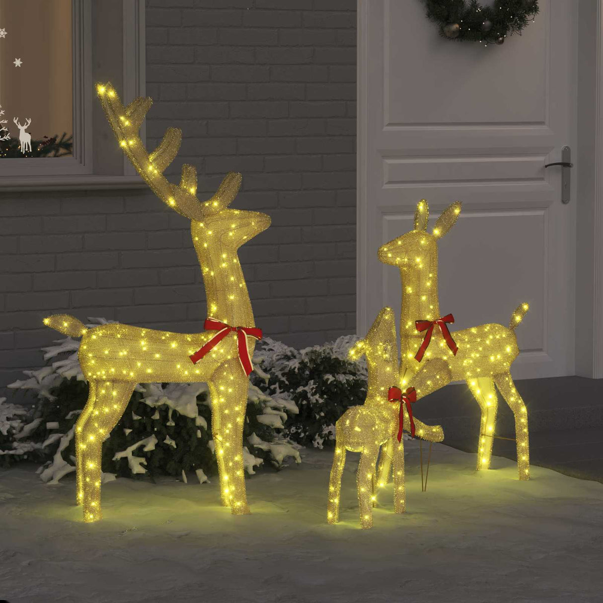 Reindeer Family 3 pcs Warm white 68 x 26 x 127 cm Fabric