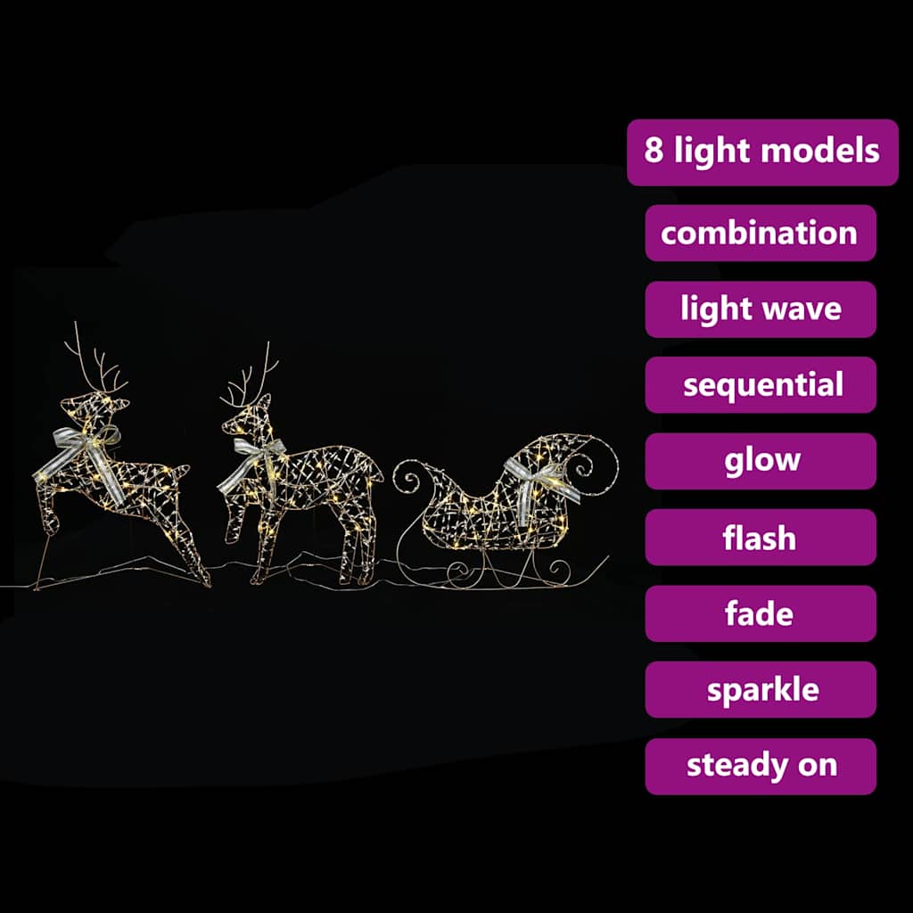 LED Reindeers 3 pcs 60 LEDs Warm White 44.5 x 18 x 66 cm PET