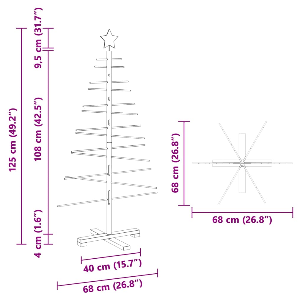 Wooden Christmas Tree Brown 125 cm Bamboo