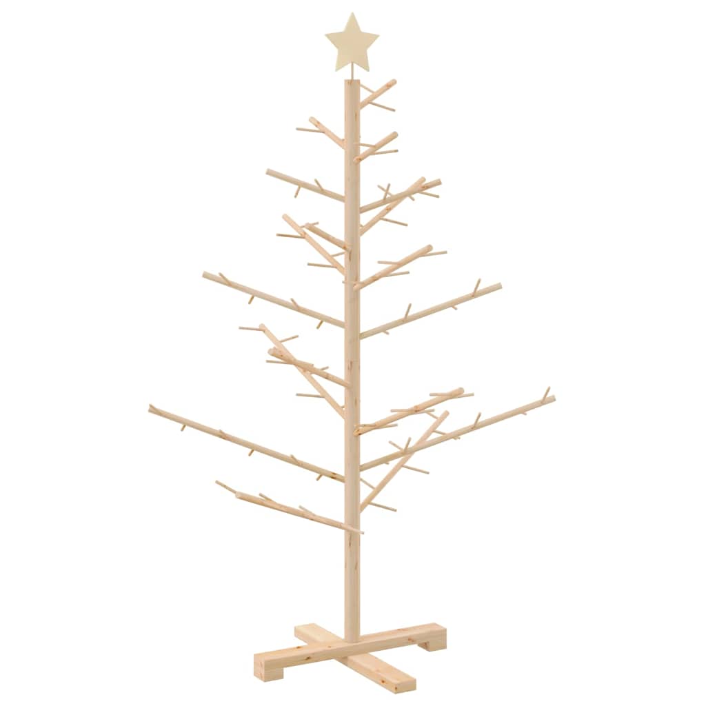 Wooden Christmas Tree with Stand Natural 125 cm Solid pine wood
