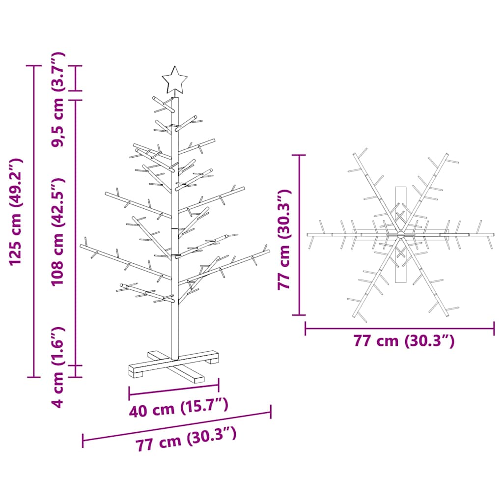 Wooden Christmas Tree with Stand Natural 125 cm Solid pine wood