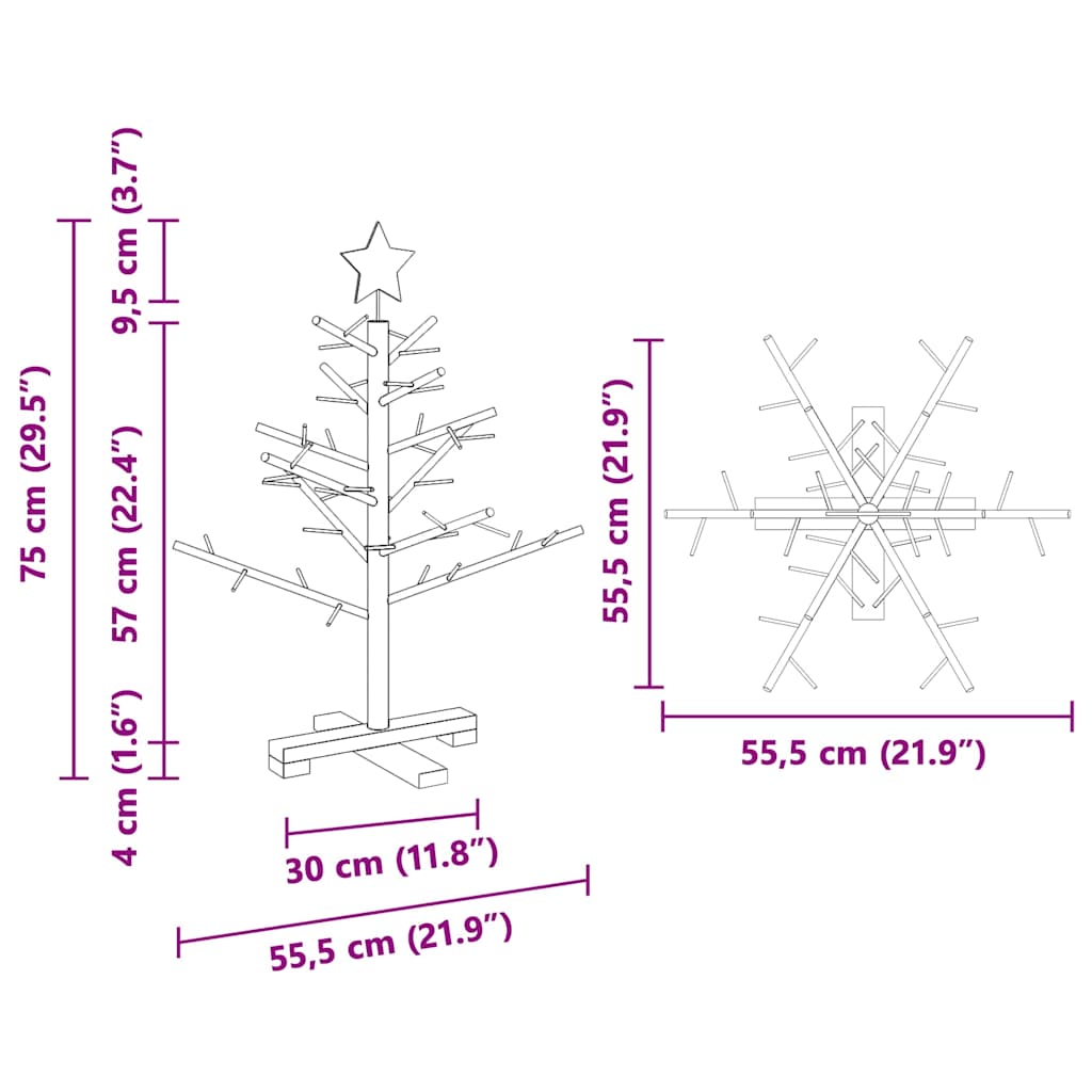 Wooden Christmas Tree with Stand Brown 75 cm Solid pine wood