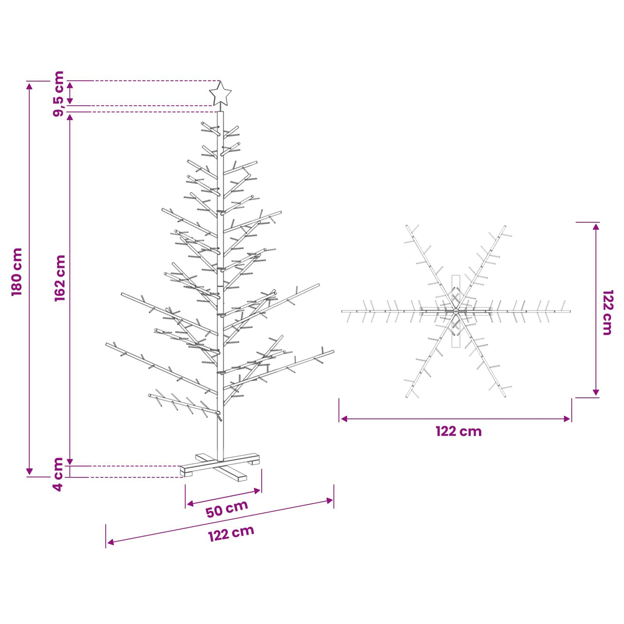 Wooden Christmas Tree with Stand Brown 180 cm Solid pine wood
