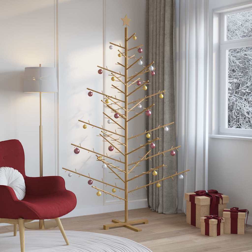 Wooden Christmas Tree with Stand Brown 210 cm Solid pine wood